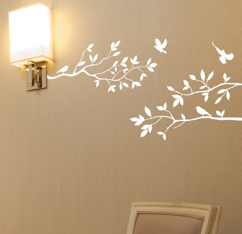 Tree Branches Wall Decal with Birds Vinyl Sticker Nursery Leaves 40" W X 18" H gallery