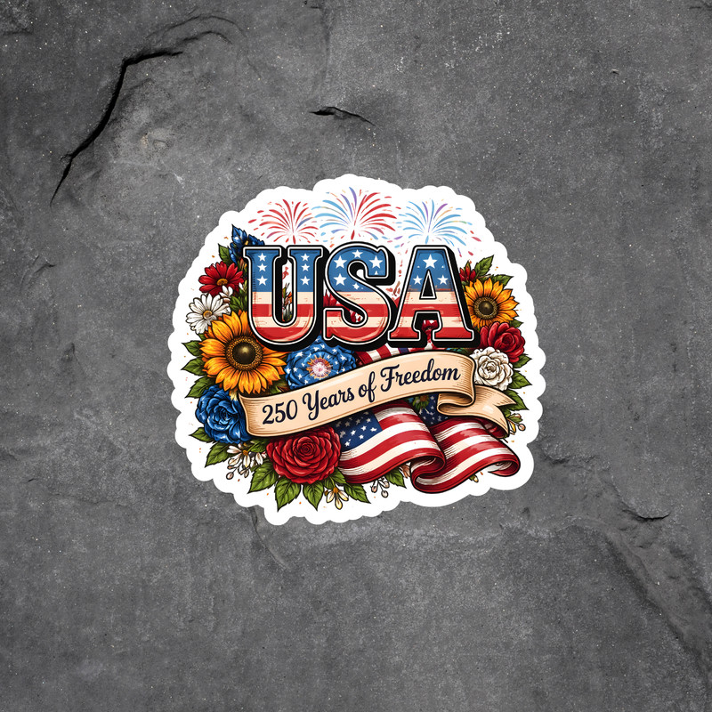 USA 250 Years Sticker Vinyl Decal Patriotic Freedom America Anniversary
