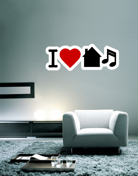I Love House Music Wall Decal Large Vinyl Sticker 30″ x 11″