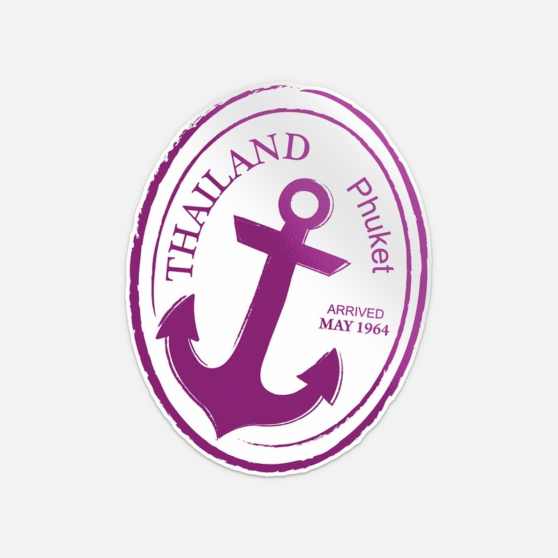 Retro Sailing Passport Stamp Thailand Vinyl Sticker Decal