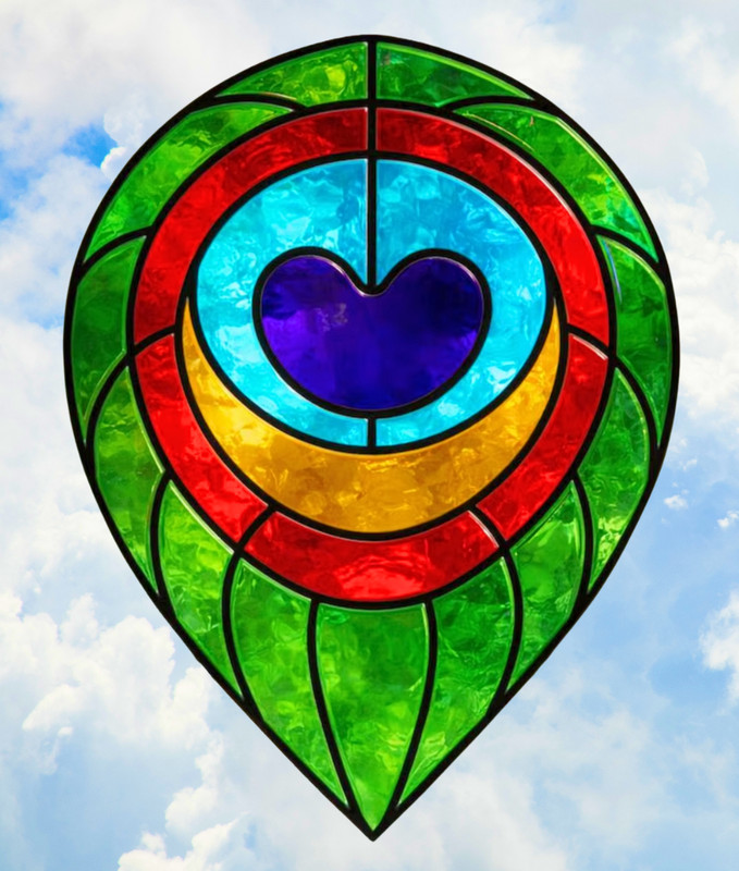 Peacock Feather Faux Stained-Glass WINDOW CLING Size 10.6″ Repositionable Vinyl