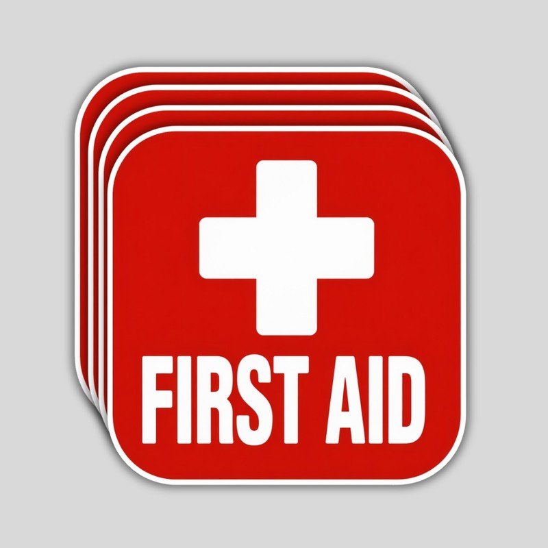 4pcs First Aid Stickers – Waterproof Emergency Kit & First Aid Box Labels