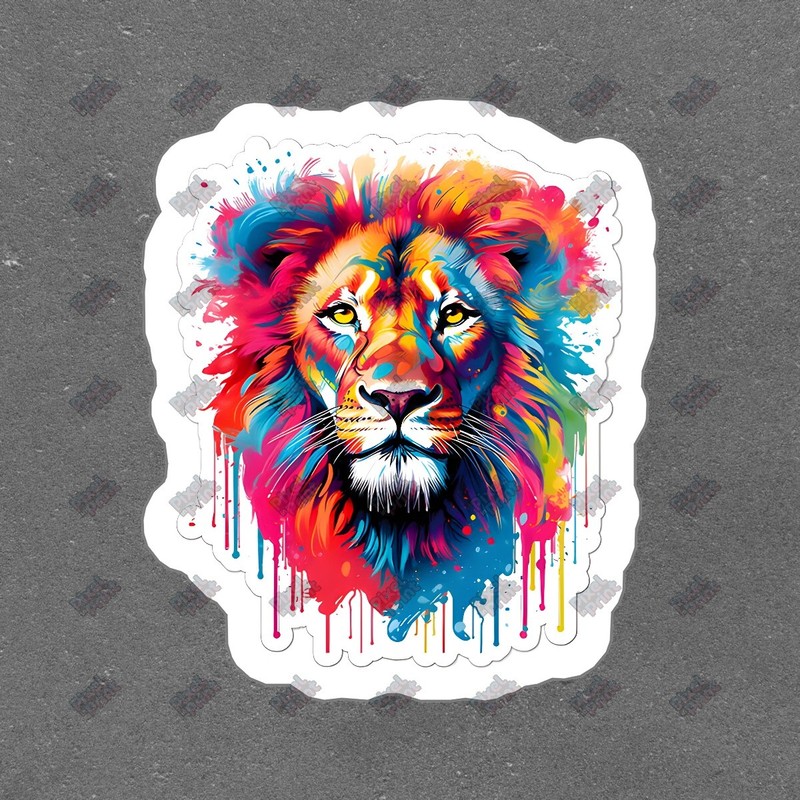 Vibrant Colorful Lion Vinyl Sticker Wild Animal Decal Perfect for #152860