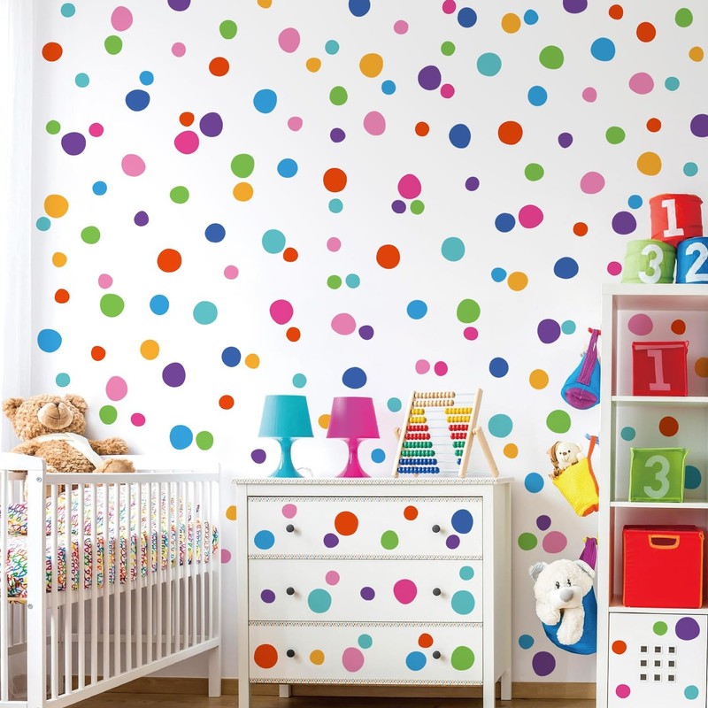 10 Sheets Polka Dot Wall Decals Irregular Colorful Dots Wall Stickers Peel an... gallery