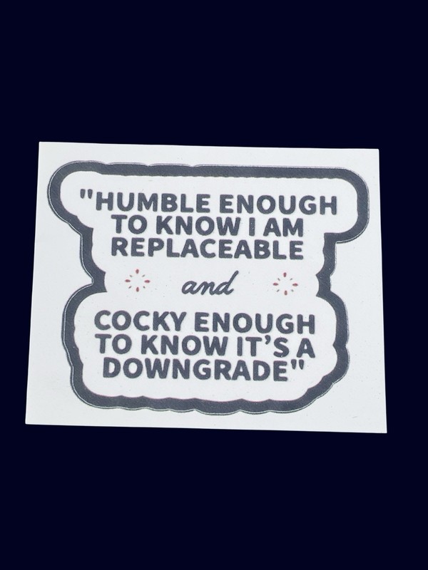 “Humble Enough To Know I Am Replaceable & Cocky Enough To Know…” Sticker