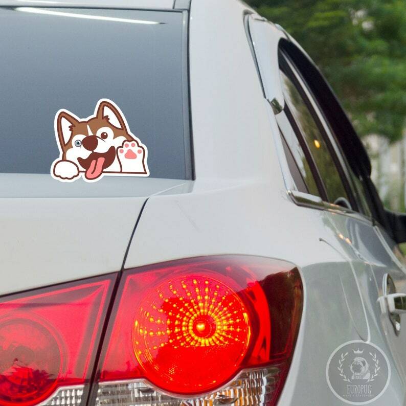 Red Siberian Husky One Blue Eye Car Decal Bumper Window Sticker Waterproof gallery