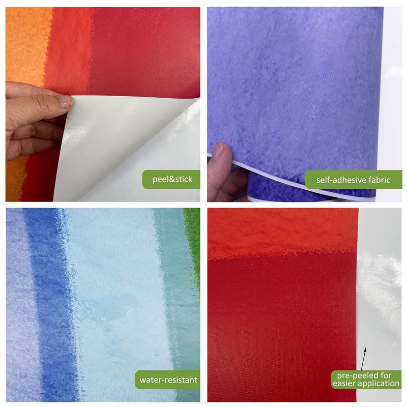 Fabric Large Rainbow Wall Decals Peel and Stick, Precut Original Hand Drawn C... gallery