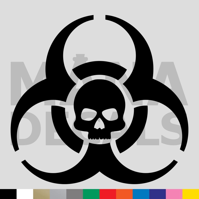 Biohazard Skull Vinyl Die Cut Decal Sticker – Danger Video Game Sign Symbol