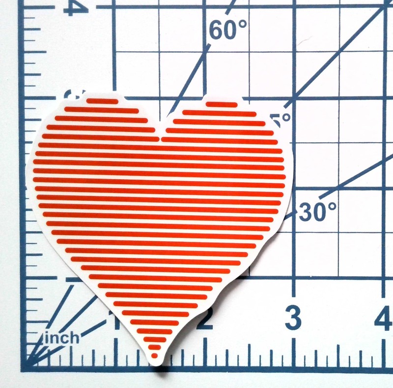 Red Striped Heart Vinyl Sticker Minimalist Line Art Modern Valentine Love Decal gallery
