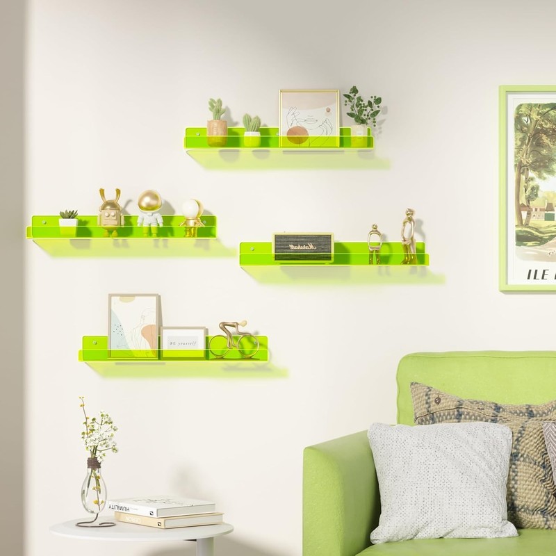 upsimples Acrylic Shelves 15 inches x 4 x 2 inches, Fluorescent Green gallery