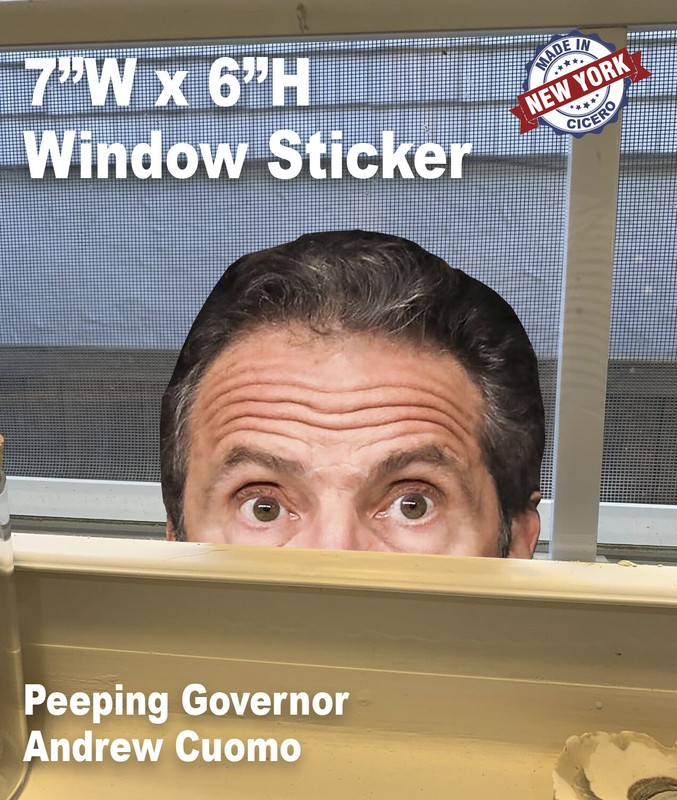 Andrew Cuomo /Bill DeBlasio Peeping Window Sticker Governor Watching NYS Peeking