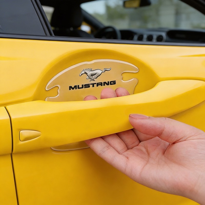 Ford Mustang Universal Car Door Handle Cup Protector Clear Decal Stickers, Pair gallery