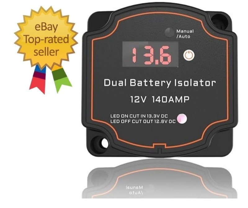 Smart Dual Battery Isolator 12V 140A Auto or Manual Control, Waterproof Voltage