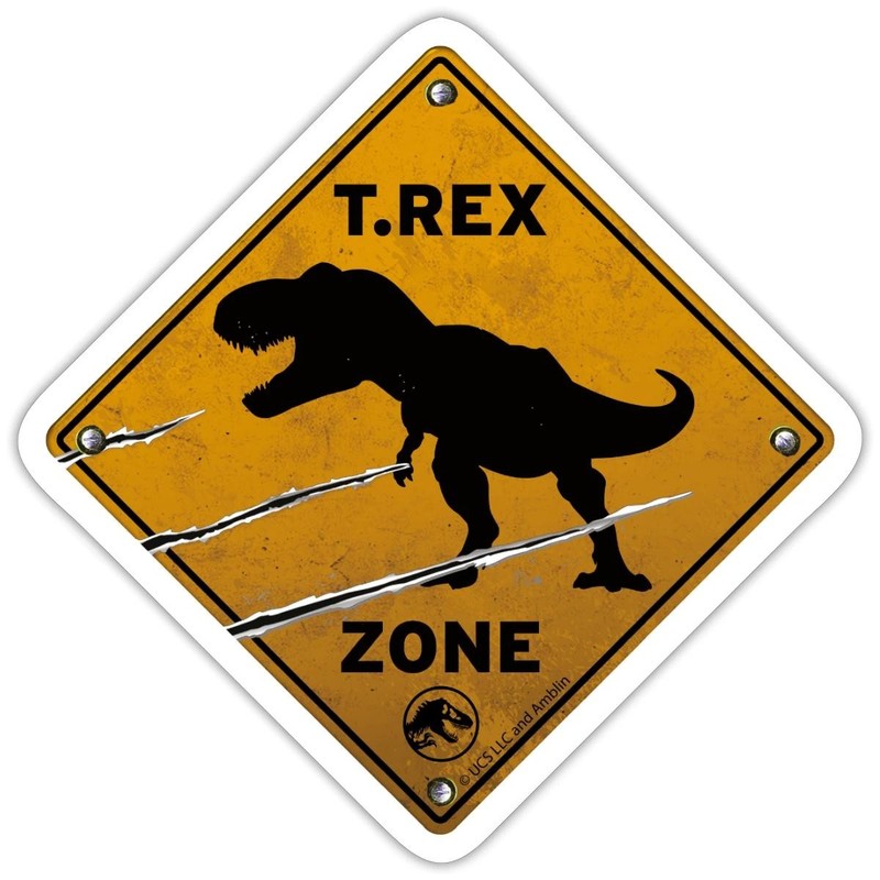 Jurassic World Warning Sign T-Rex Zone Sticker, max. 4 x 4″