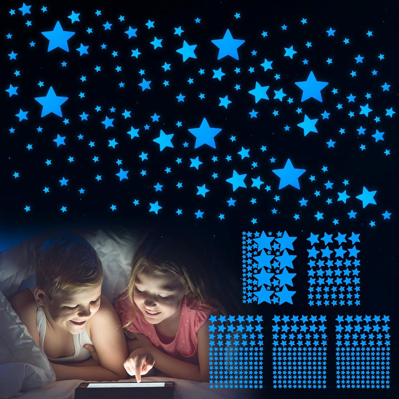 Glow in the Dark Stars Wall Stickers - 469 Pcs, Perfect for Kids' Nursery, Bedro gallery