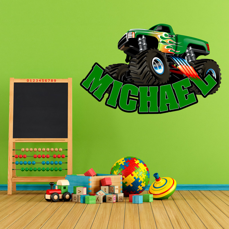 Personalized Monster Truck Name Wall Decal Sticker for Boy-Custom Room Decor Art gallery