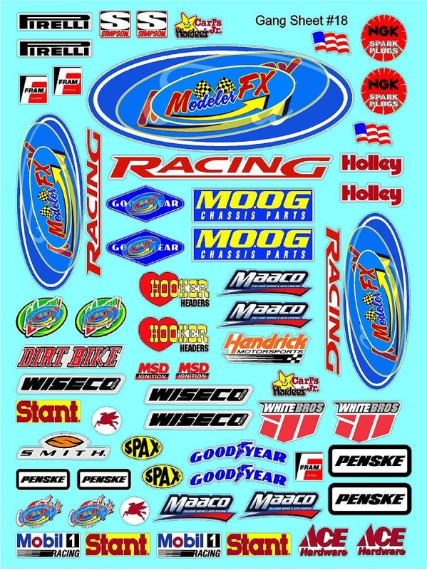 Clear Matte Vinyl Sticker Sheet#18-R/C MODEL Decal fits 1/10-1/16 Scale FordMoog