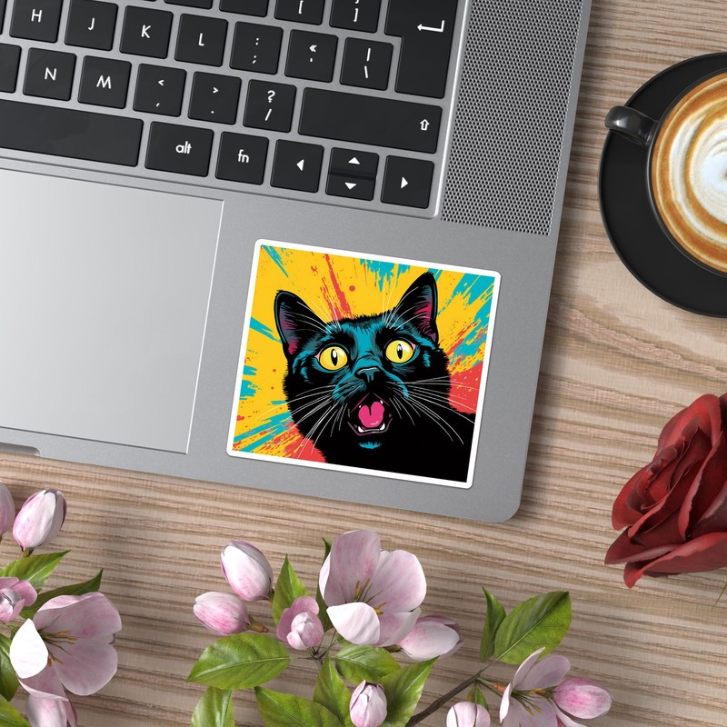 Popart Black Cat - Vinyl Decal Sticker - Car Window Laptop - ebn11860 gallery