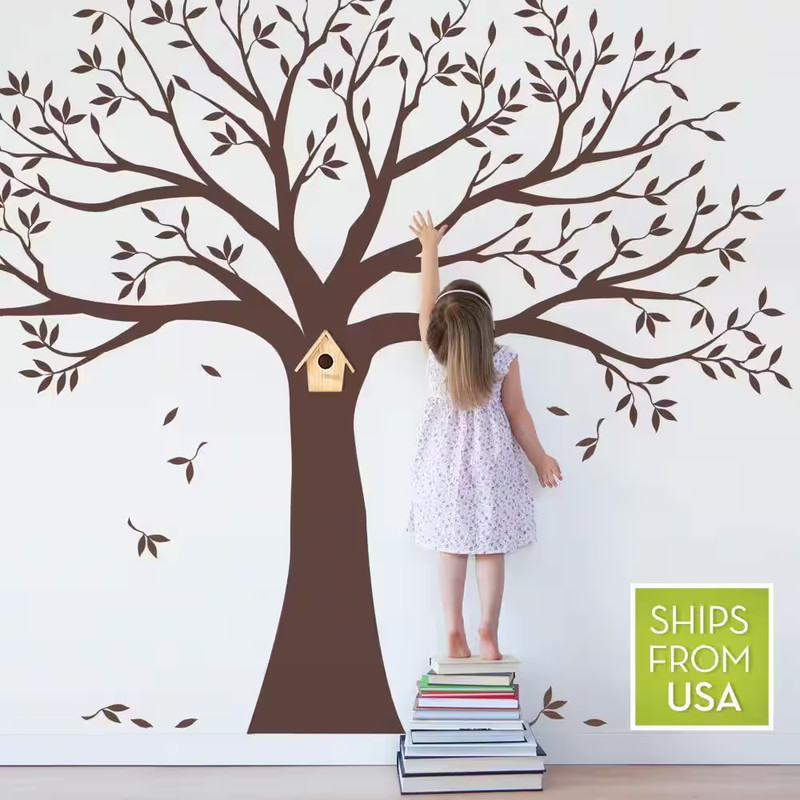 Family Tree Wall Decal Tree Wall Decal for Picture Frames in Chestnut Brown Stan gallery