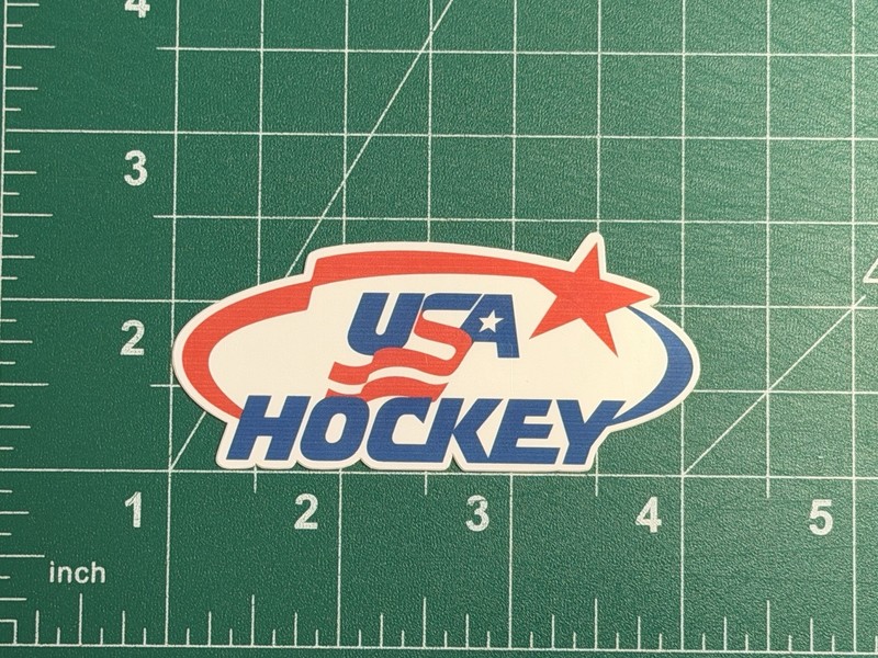 Team USA Hockey Logo – Laminated Vinyl Sticker – 4″x1.5″ GOLD MEDAL