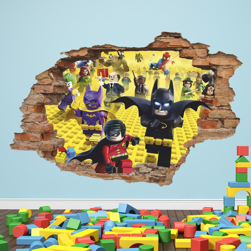 Construction Superheroes 3D Wall Decal, Toys Wall Sticker, Decor