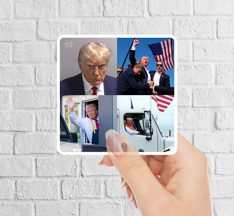 NEW- TRUMP 2024 Sticker – Felon – Garbage Truck – Fight Decal – 3.4 x 3.4 INCHES