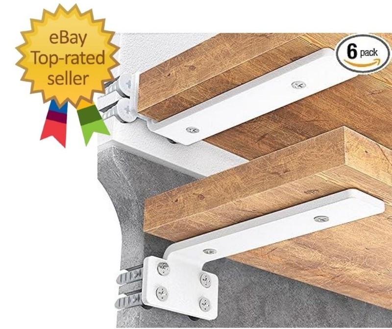 Shelf Bracket, Heavy Duty Floating Shelf Brackets 8 Inch Long, 6 Pack Brackets f