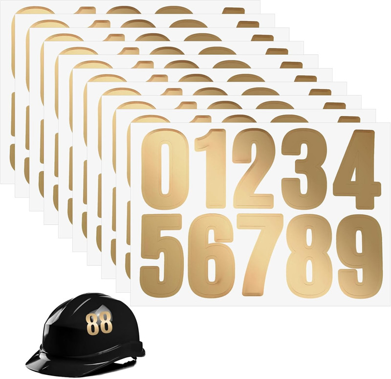10 Sheets/100 Pcs Helmet Numbers Sticker, Self Adhesive Sports Number Stickers 1