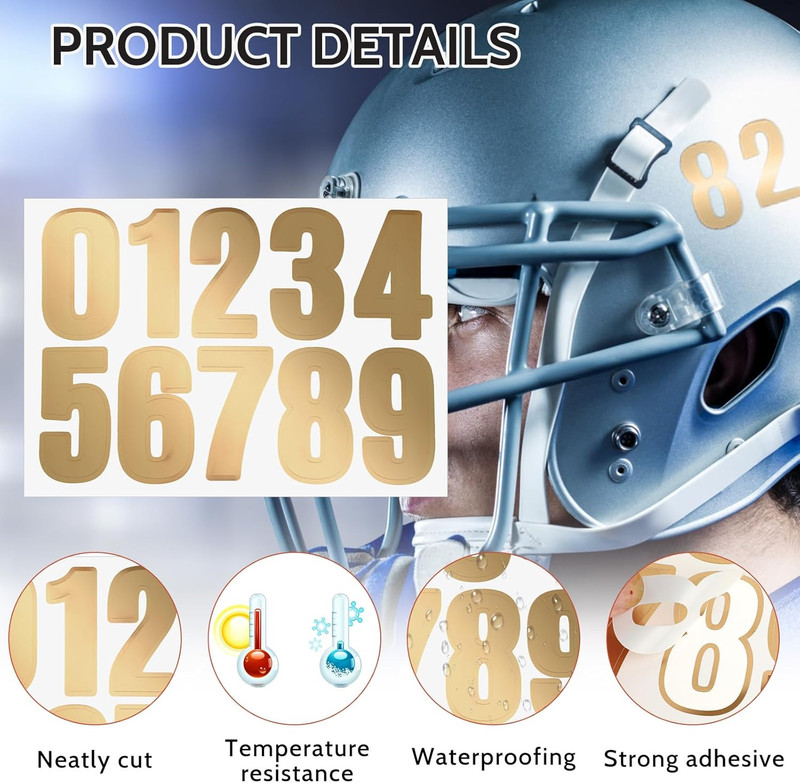 10 Sheets/100 Pcs Helmet Numbers Sticker, Self Adhesive Sports Number Stickers 1 gallery