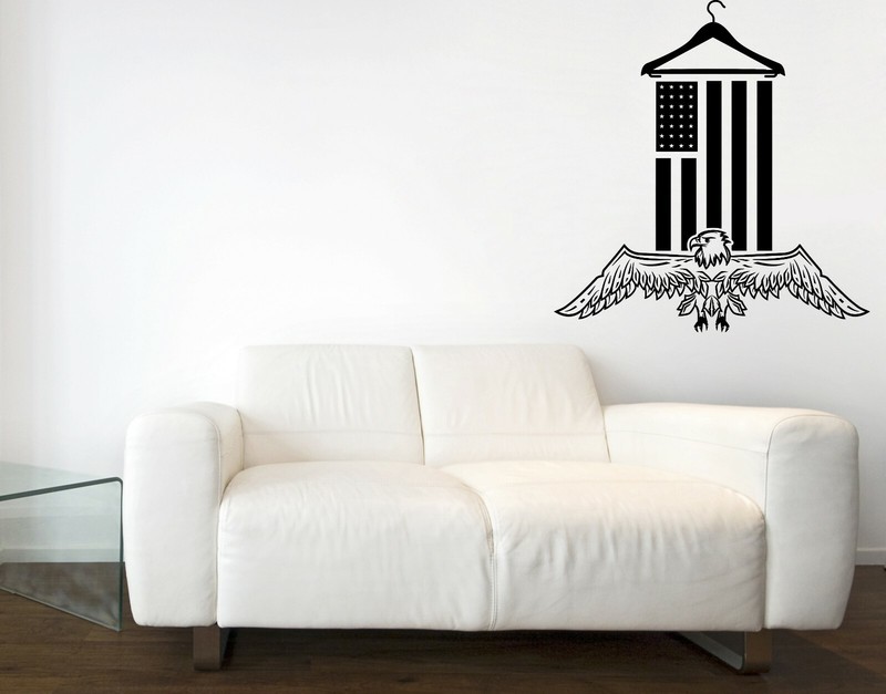 Wall Sticker Vinyl Decal Flag Eagle Laundry Room Logo Cleaning Wash Dry (n1476)