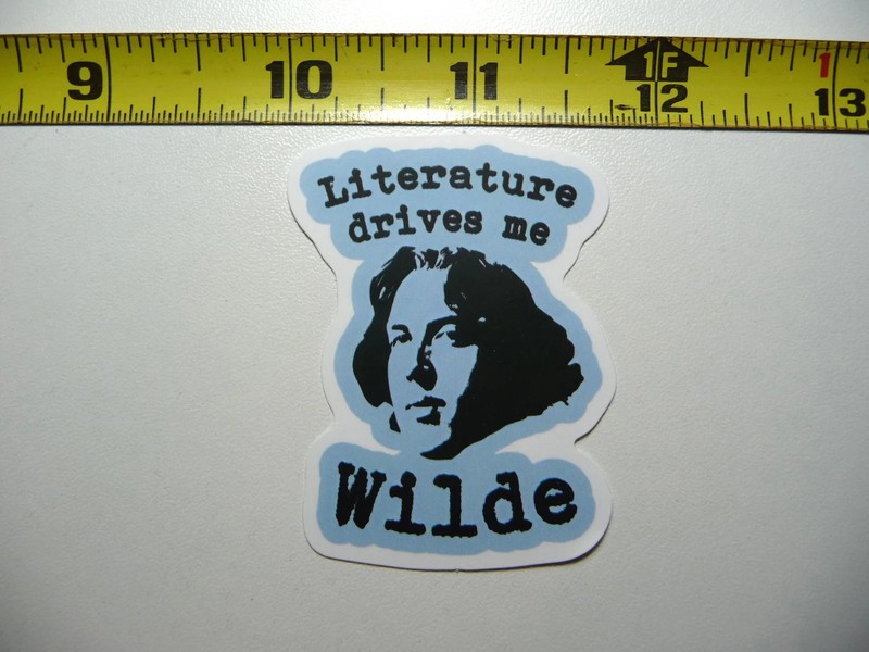 LITERATURE DRIVES ME WILDE OSCAR SMALL STICKER DECAL FUNNY PARODY FAMOUS