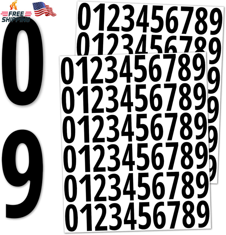 600 Pieces, 1" - Number Stickers, Waterproof Vinyl Stick on Numbers - Black