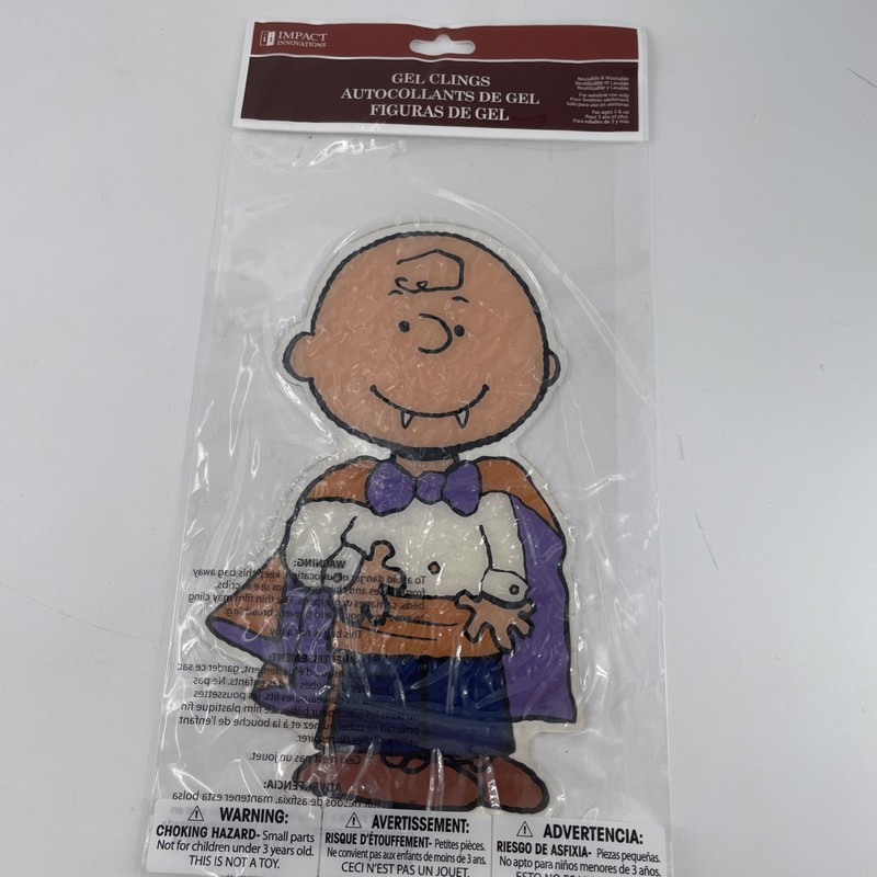 3 Halloween Peanuts Window Clings Charlie Brown Woodstock Lucy 2 Sided 8 x 4 in gallery