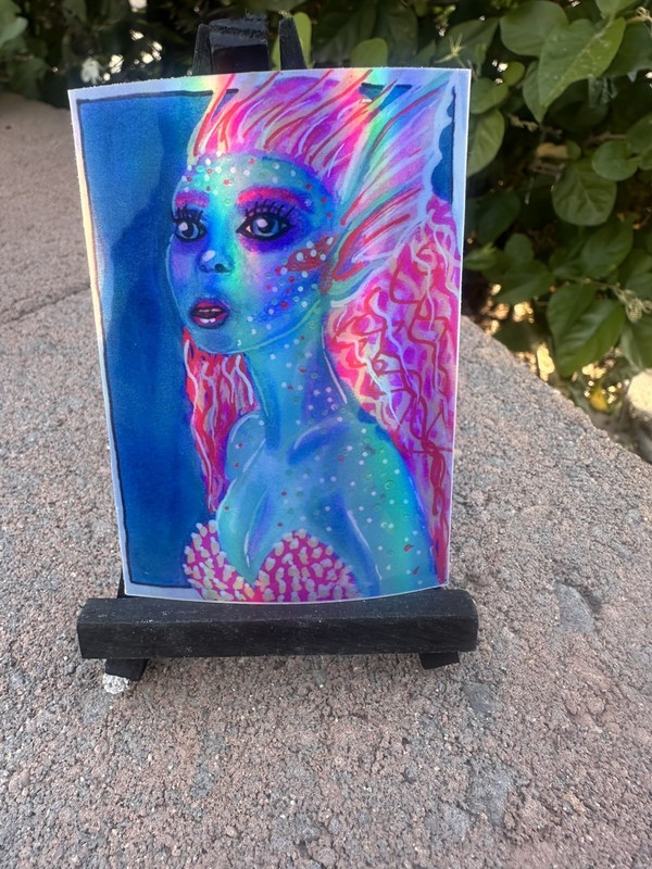 ACEO Original *HOLOGRAPHIC STICKER* “Keepers of the Deep” 2.5×3.5