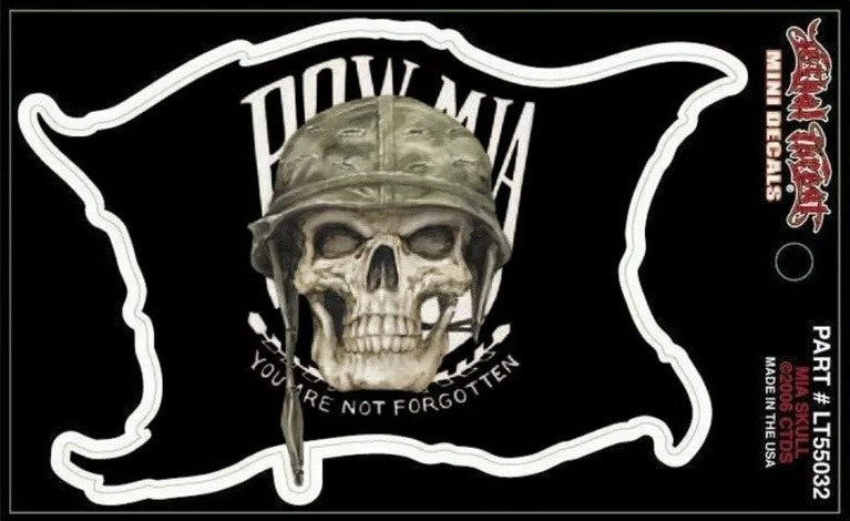 NEW LETHAL THREAT POW MIA SKULL MINI DECAL STICKER 3.5″x2.25″ LT55032