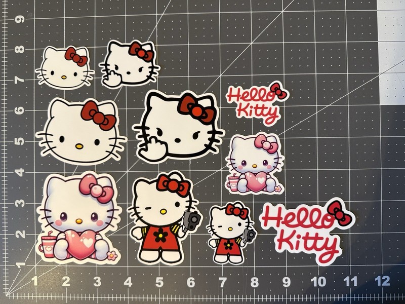 Hello Kitty Stickers 10 sticke lot. 3” + 2”