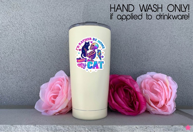 Rather Be Home with my Cat Decal Sticker Skeleton Spooky Kitty Lover Anti Social gallery