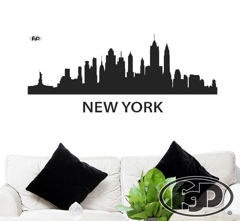 FGD New York City Skyline Vinyl Wall Decal 20″ x 43″