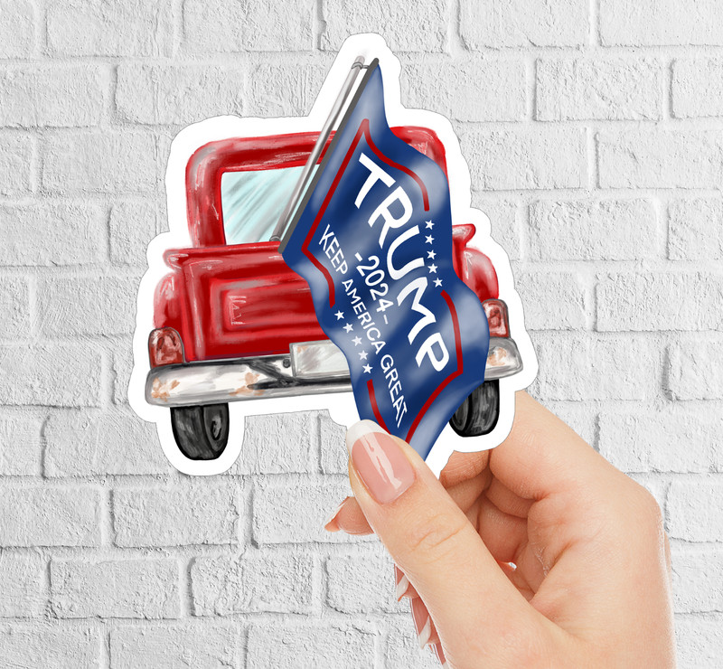 NEW – “TRUMP 2024 Sticker MAGA” Vintage Truck Vinyl Decal- 3 x 3.5 INCHES