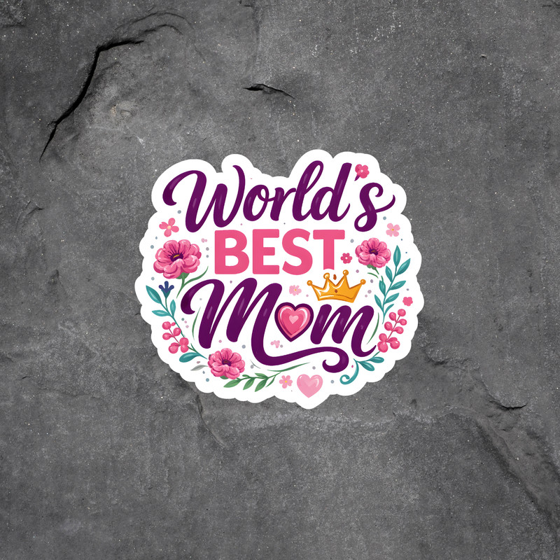 Mom Sticker Vinyl Decal World’s Best Mom Floral Cute Mother Gift