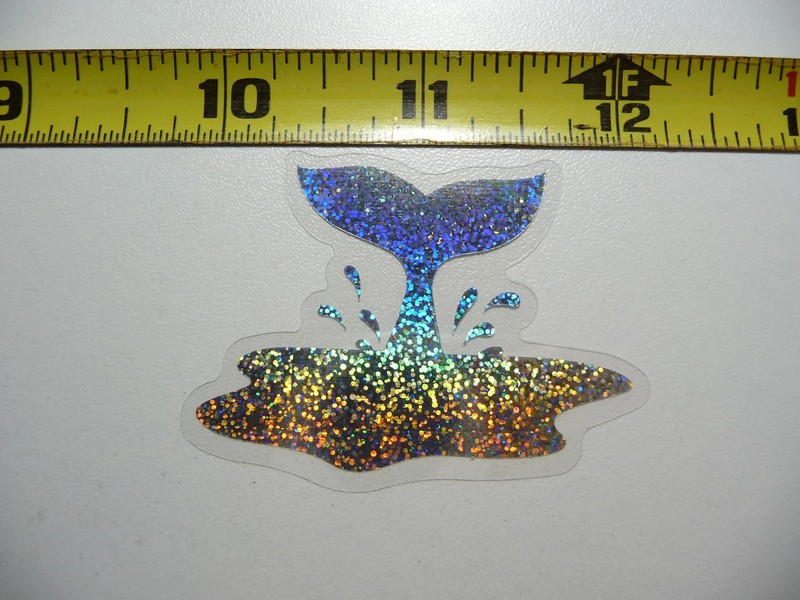HOLOGRAPHIC SPLASHED WHALE TAIL SMALL STICKER DECAL OCEAN SEA LIFE SPARKLE