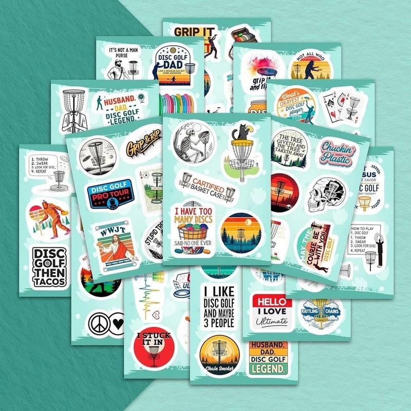 100Pcs Disc Golf Stickers Decals for Water Bottles - Disc Golf Gifts, Party Supp gallery
