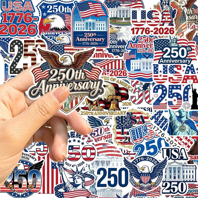 50Pcs 250th Anniversary Sticker USA 250 Years of Freedom Anniversary Waterproof gallery
