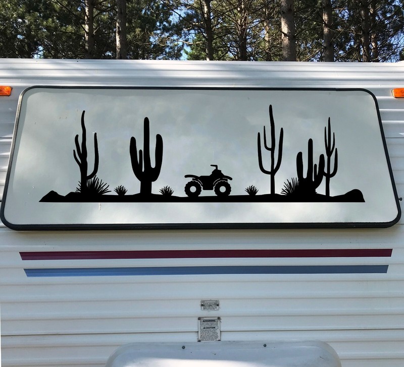 ATV Desert Scene Vinyl Decal V2 – Cactus RV Toy Hauler Graphics Quad 4-Wheeler –