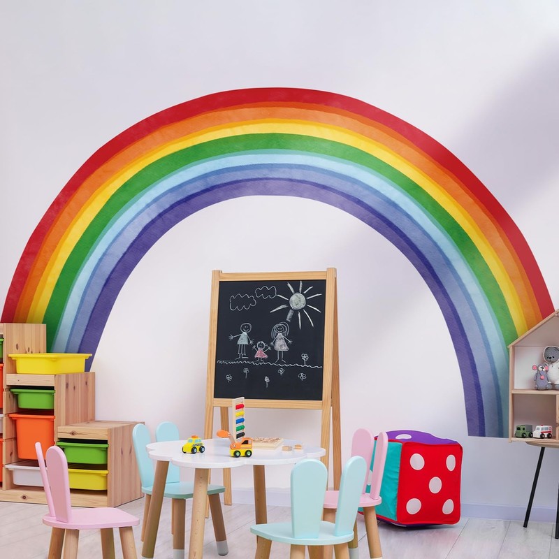 Fabric Large Rainbow Wall Decals Peel and Stick, Precut Original Hand Drawn C... gallery