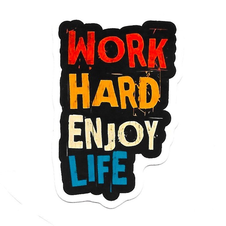 Work Hard Enjoy Life Vinyl Sticker Motivational Quote Decal Laptop Bottle Gym