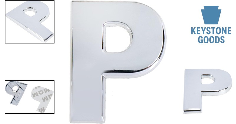 Chrome Finish 3D Metal Letter P Badge for Car - Zinc Alloy External Emblem gallery