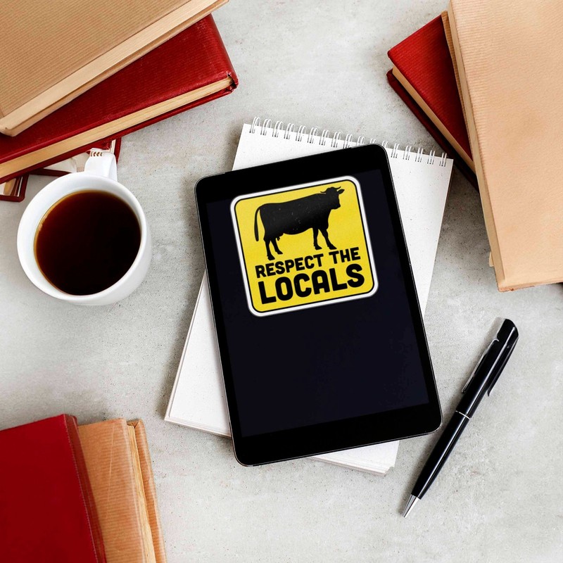 Respect the Locals Cow Bumper Sticker - Funny Farm Animal Decal for Laptop gallery