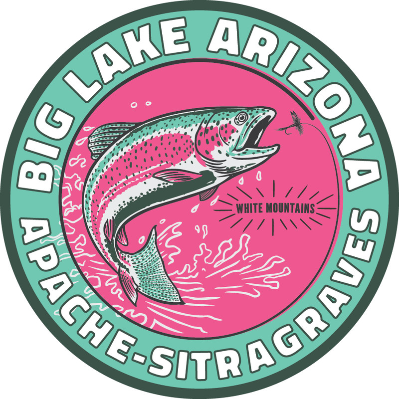 Big Lake White Mountains Arizona AZ Rainbow Trout Fishing Camping Sticker Decal