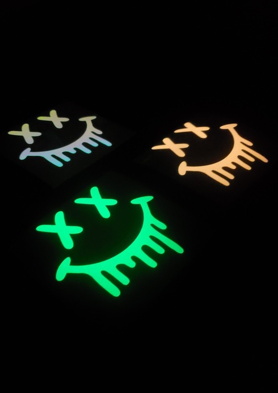 Glow In The Dark Smiley Face Drip Vinyl Decal Medium Size Sticker Bright Opal gallery